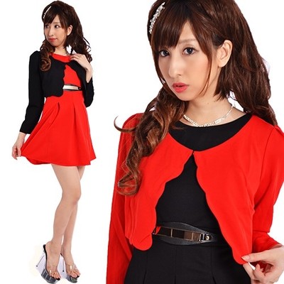 ノーカラーボレロ風ジャケット付きミニパーティードレス