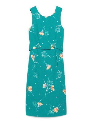 ドット花柄ノースリーブワンピース