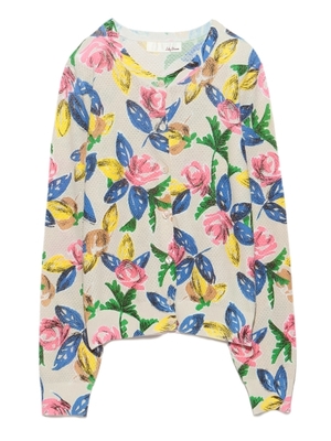 バラ柄ニットカーディガン