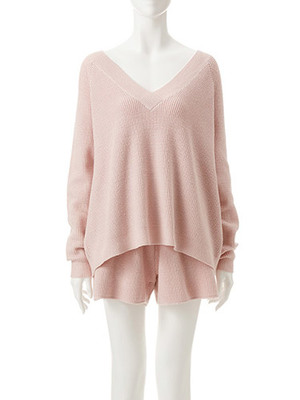 サーマル風ゆるVネックニット