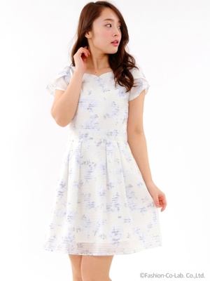 ボーダー花柄ワンピース