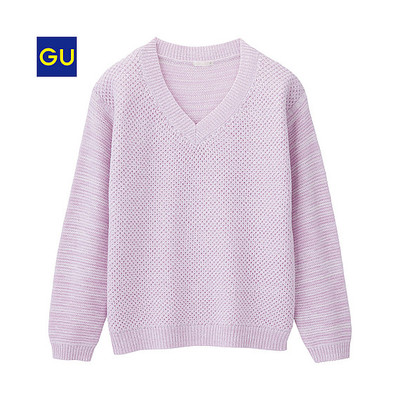 ワッフルVネックセーター（長袖）