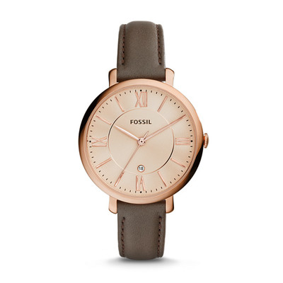 JACQUELINE THREE-HAND DATE LEATHER WATCH - GRAY
