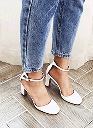 スクエアートゥアンクルストラップエナメルシューズ・全8色・s45714