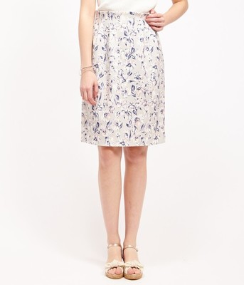 花柄ハイウエストタックストレートスカート