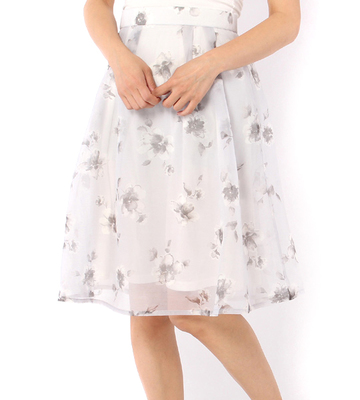 花柄シフォン重ねフレアスカート