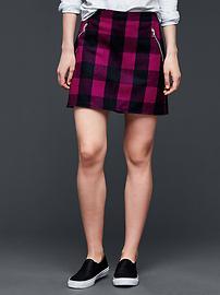 Wool plaid zip mini skirt