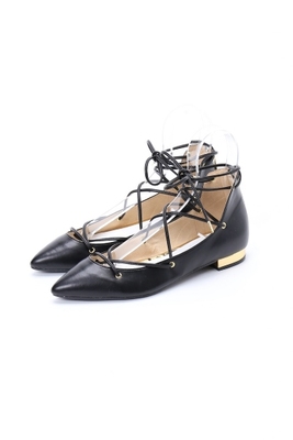 GRISE ポインテッドレースアップフラット