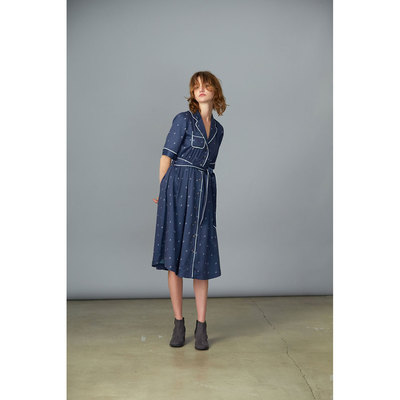 ミューラー ミニペーズリーシャツワンピ(ネイビー)