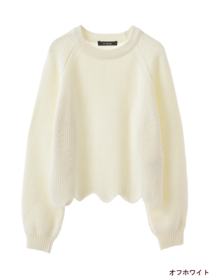 片畦編み裾スカラップニット