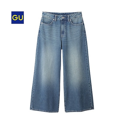 デニムワイドクロップドパンツ