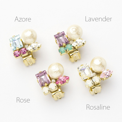 トリカラーコラージュスワロフスキーイヤーカフ