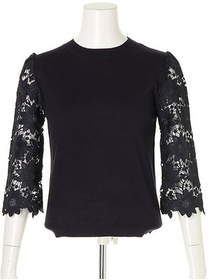 袖レースシンプルニット