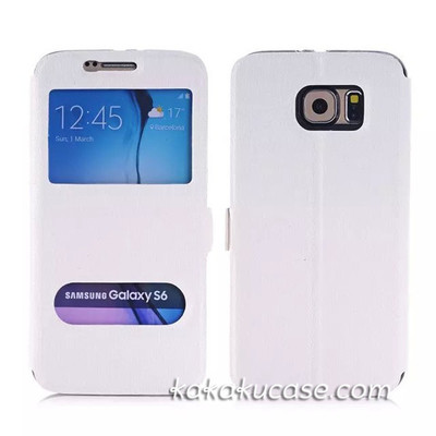 骨ライン、窓付きGalaxy　S6手帳型カバー