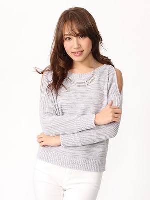 連ネックレス付き肩出しニットTOPS