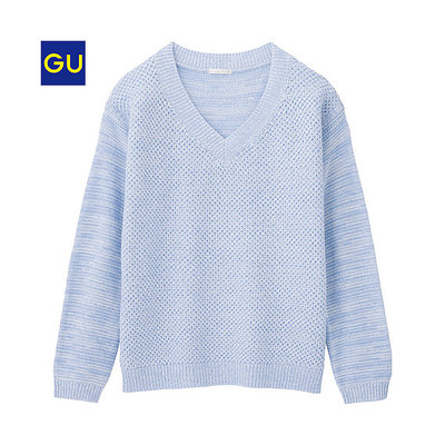 （GU）ワッフルＶネックセーター（長袖）