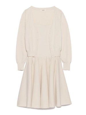 カーディガン付きニットワンピース