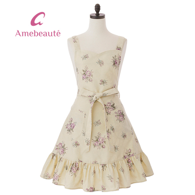 フロスラベンダーローズシルエットエプロン/シュシュ付