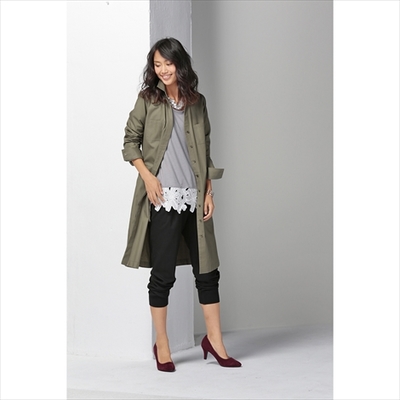 テンセル混シャツワンピース（ペチスカート付）