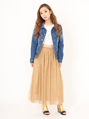 チュールシアーロングスカート