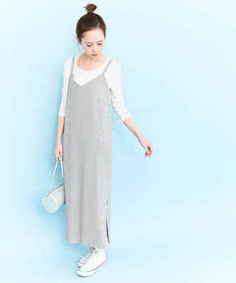 リブキャミソールロングワンピース