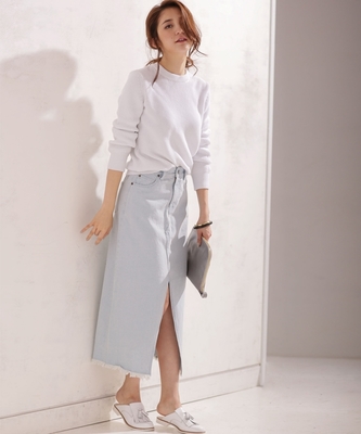 フロントスリットフリンジデニムスカート