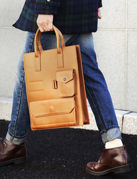 フェイクレザーマルチポケットハンドバッグ・全3色・n47175