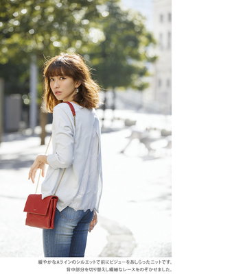 後ろプリーツ前ビジューニット 【meleng メレンジェ】