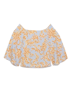 モザイク風柄ブラウス