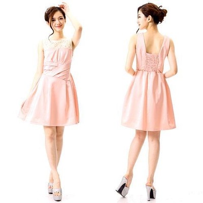 フラワーシフォン切り替えウエストクロスミニパーティードレス