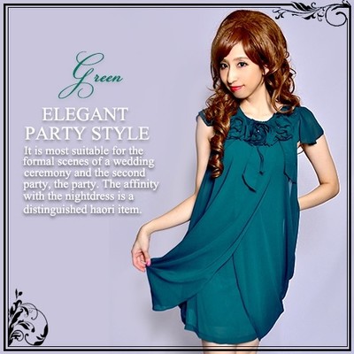 シフォンローズレイヤードシフォンパーティードレス