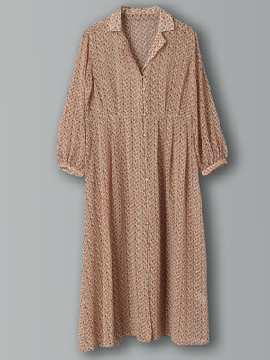 シフォン小花柄ロングガウン