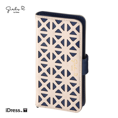 ...おっと違うわ，便利な機能満載のGIRLSi（ガールズアイ）手帳型マルチケース！パンチング （アイボリー×ネイビー） SMC-C18 [各種スマートフォン用]