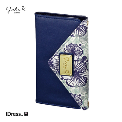 大人女子にぴったりなGIRLSi（ガールズアイ）三つ折手帳型iPhoneケース！ショルダーストラップ付 （ネイビー） i6S-GI11 [iPhone 6s/6用]