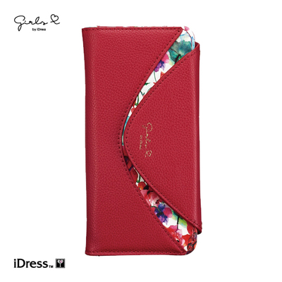 大人女子にぴったりなGIRLSi（ガールズアイ）三つ折手帳型マルチケース！花柄スカラップ （レッド） SMC-C28 [各種スマートフォン用]