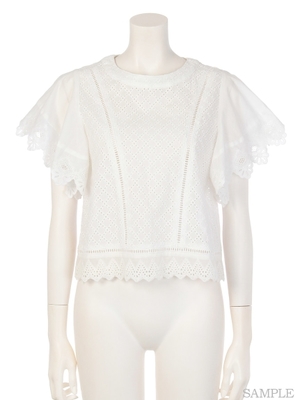 ラッフル袖レースブラウス