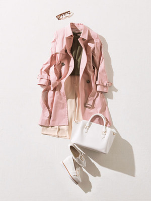 ベルト付フレアートレンチコート