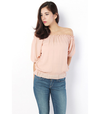 AZUL by moussy ジョーゼットオフショル7分PO