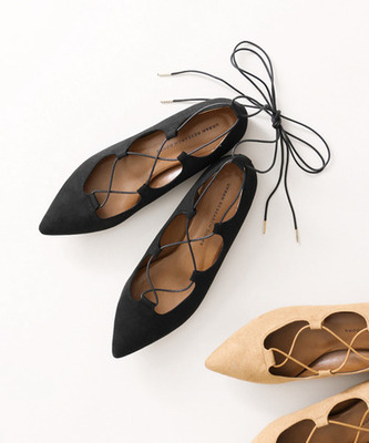 予約】レースアップフラットパンプス