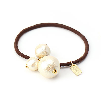 三粒コットンパールのヘアゴム