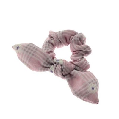 ギンガムチェック×フラワー柄シュシュ