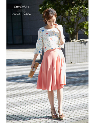 袖透け花柄お嬢様ブラウス 【rionel リオネル】