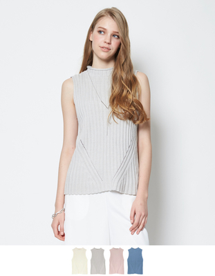 ボトルネックリブニットベスト