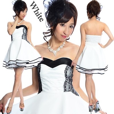 サイドレース使いシフォン&オーガンジーパーティードレス