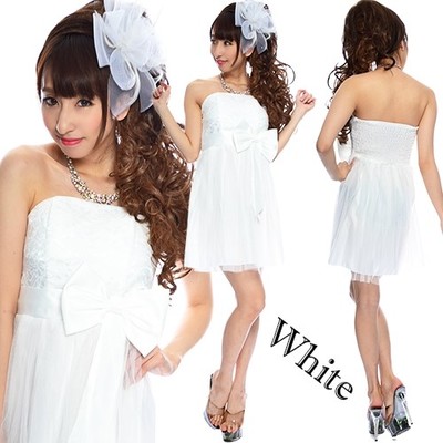 レース重ねチュールスカートミニパーティードレス