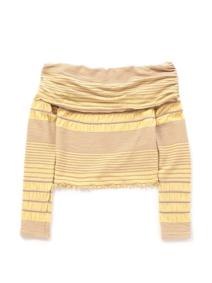 ボーダーオフショルトップス