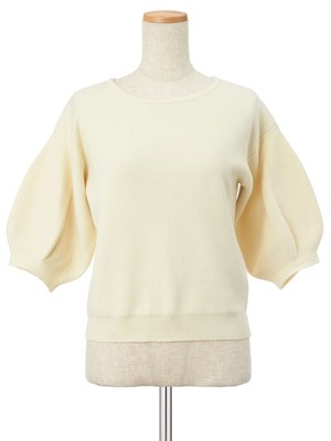 ボリュームスリーブカラーニット