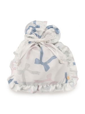 リボン柄巾着ポーチ