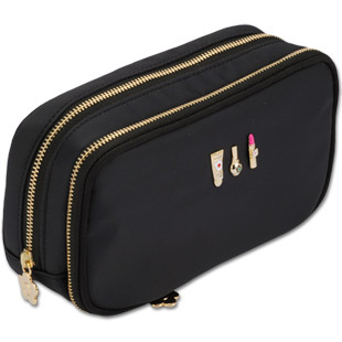 3COSMETICS Wファスナーポーチ(ブラック)