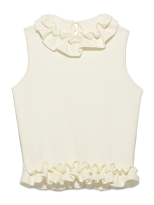 ハイネックフリルニットタンク